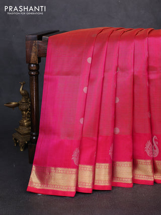 Venkatagiri silk saree pink with allover vairaosi zari woven buttas and zari woven butta border
