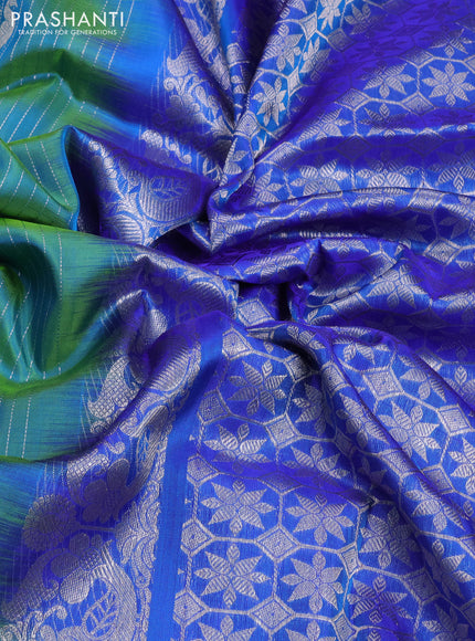 Venkatagiri silk saree dual shade of green and blue with allover zari weaves & buttas and zari woven butta border