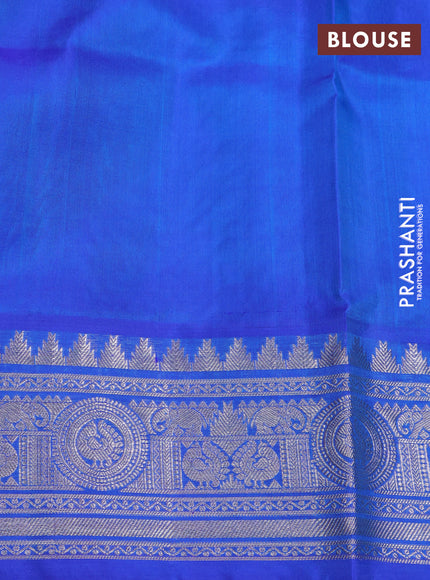 Venkatagiri silk saree dual shade of green and blue with allover zari weaves & buttas and zari woven butta border