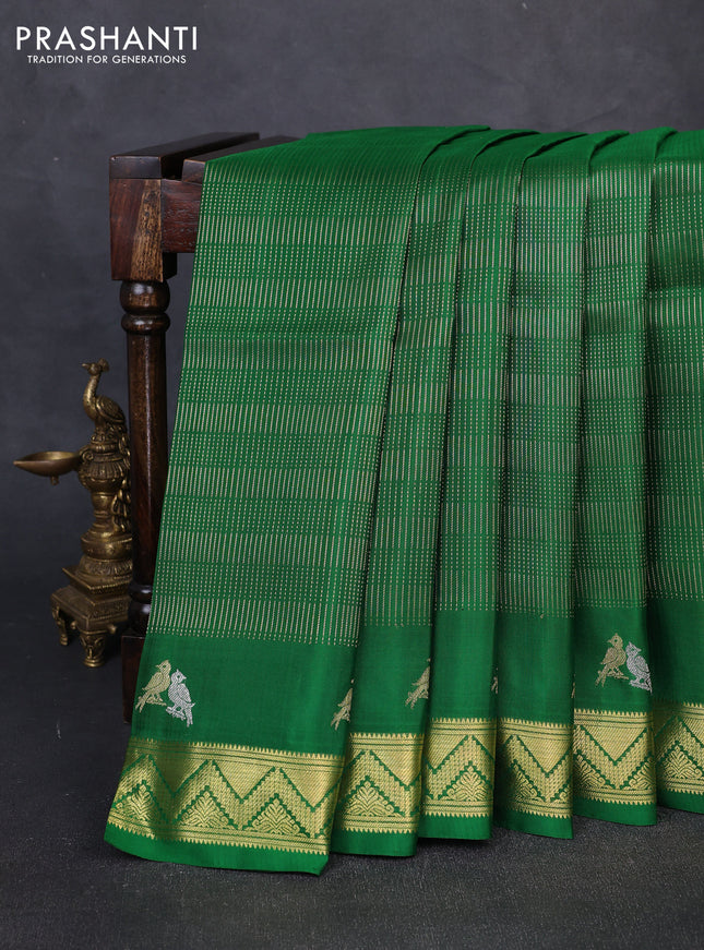 Venkatagiri silk saree green with allover zari weaves and zari woven butta border
