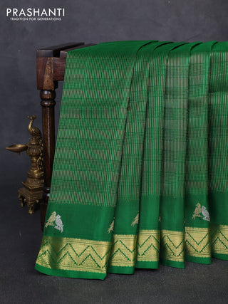 Venkatagiri silk saree green with allover zari weaves and zari woven butta border