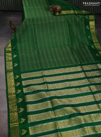Venkatagiri silk saree green with allover zari weaves and zari woven butta border