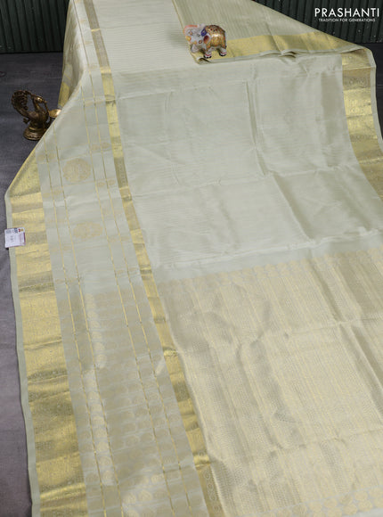Venkatagiri silk saree cream with allover zari weaves and long zari woven border