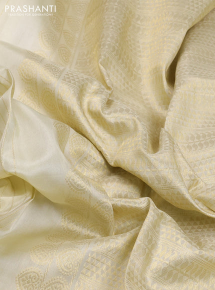 Venkatagiri silk saree cream with allover zari weaves and long zari woven border