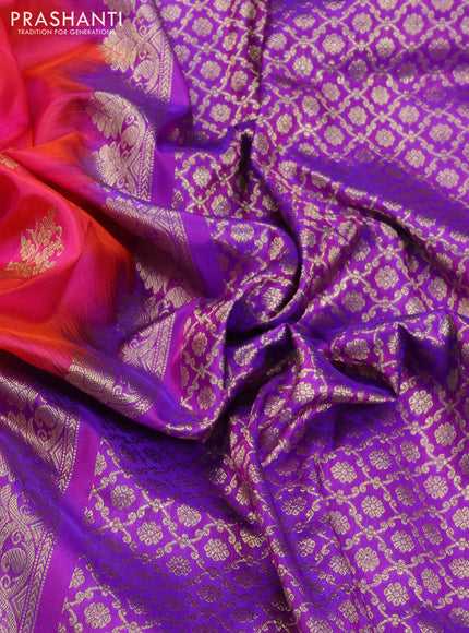Venkatagiri silk saree candy pink and royal blue with allover zari woven buttas and zari woven border