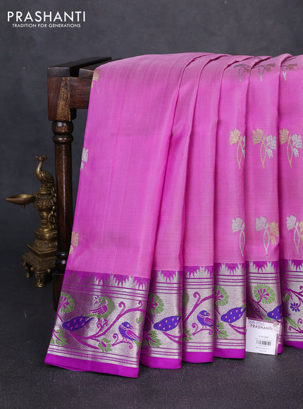 Venkatagiri silk saree lavender and purple with allover zari woven buttas and paithani style border