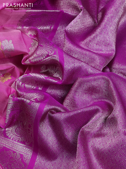 Venkatagiri silk saree lavender and purple with allover zari woven buttas and paithani style border