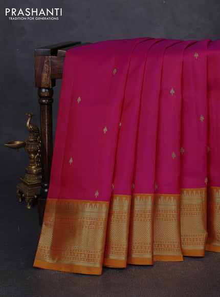 Venkatagiri silk saree pink and mustard yellow with zari woven buttas and zari woven border