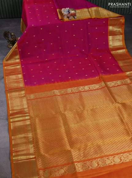 Venkatagiri silk saree pink and mustard yellow with zari woven buttas and zari woven border