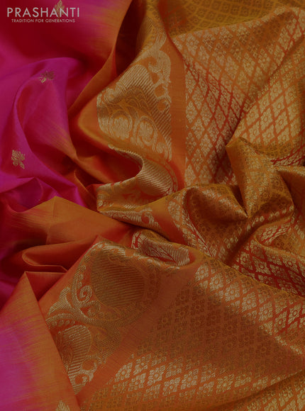 Venkatagiri silk saree pink and mustard yellow with zari woven buttas and zari woven border