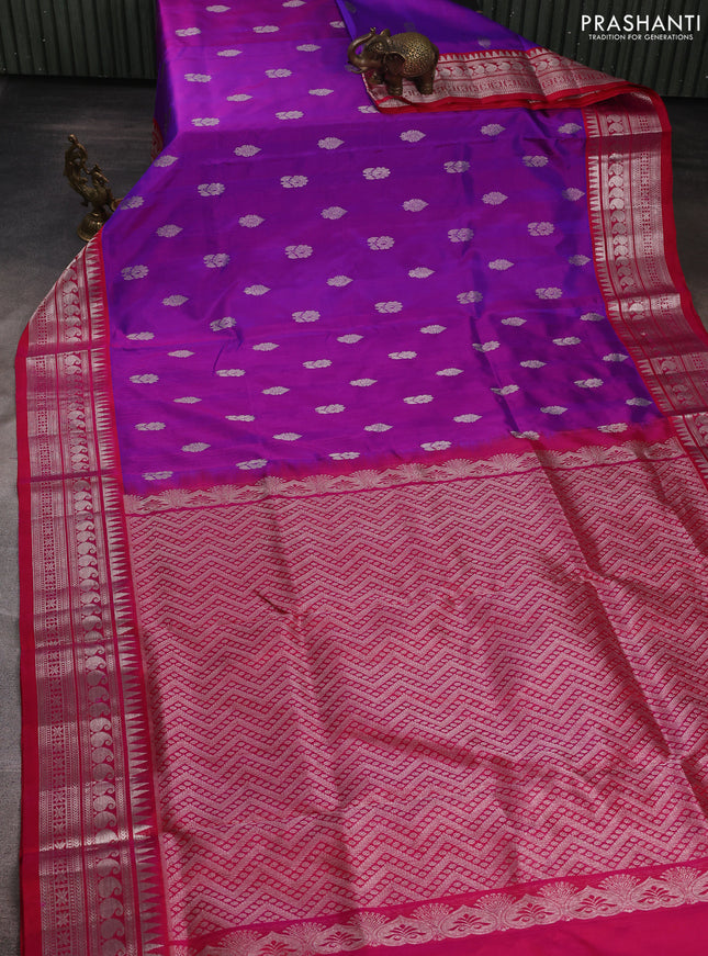 Venkatagiri silk saree purple and pink with zari woven buttas and zari woven border