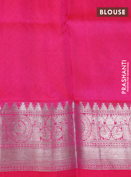 Venkatagiri silk saree dual shade of pinkish green and pink with allover zari weaves & buttas and silver zari woven border