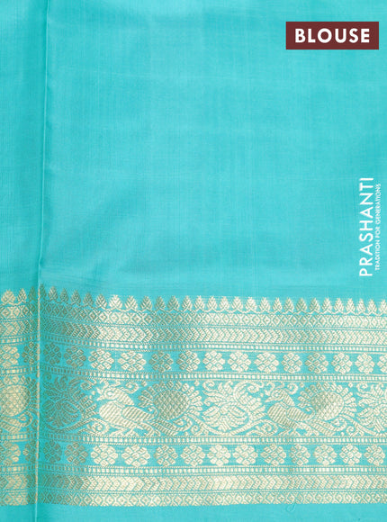 Venkatagiri silk saree pastel purple and teal green with allover zari checks & buttas and zari woven border