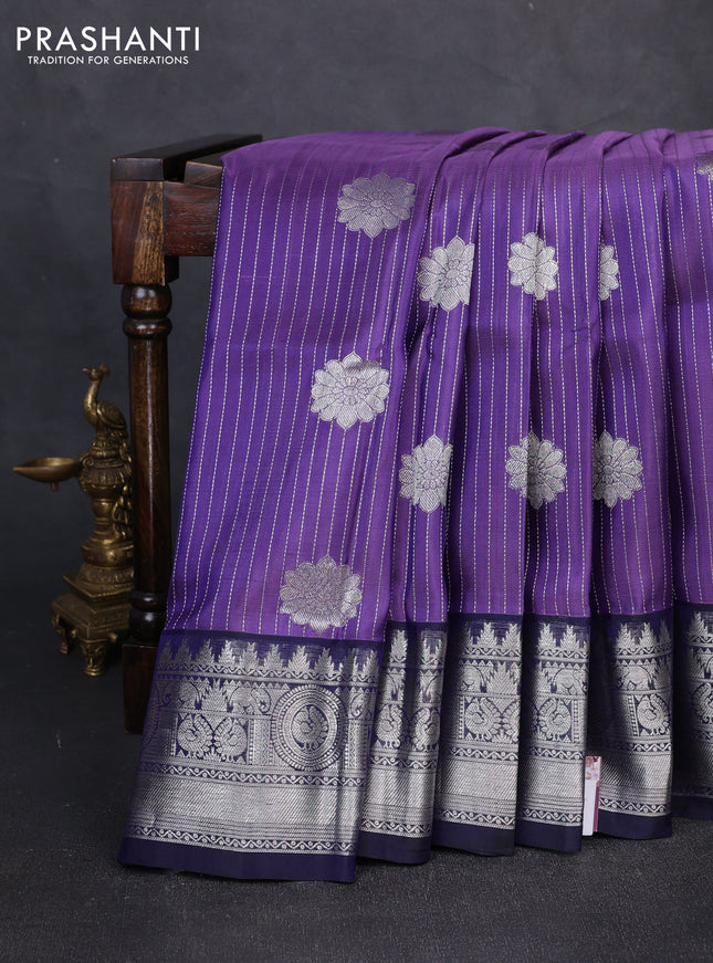Venkatagiri silk saree lavender and navy blue with allover zari weaves & buttas and zari woven border