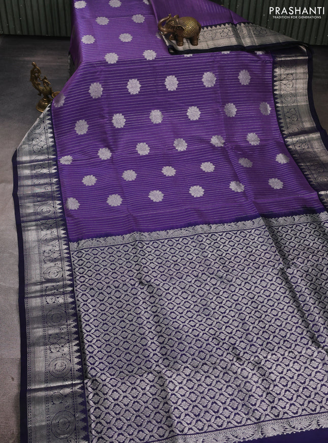 Venkatagiri silk saree lavender and navy blue with allover zari weaves & buttas and zari woven border