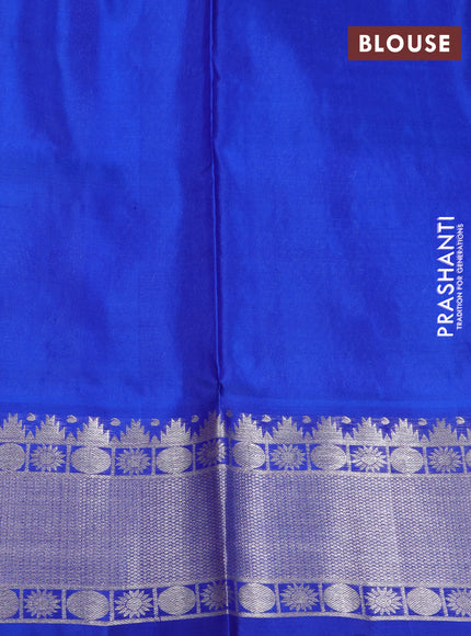Venkatagiri silk saree dual shade of yellow and blue with allover zari checks & buttas and zari woven border