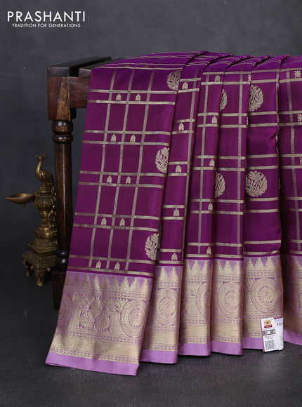 Venkatagiri silk saree purple and pastel purple with allover zari checks & buttas and zari woven border