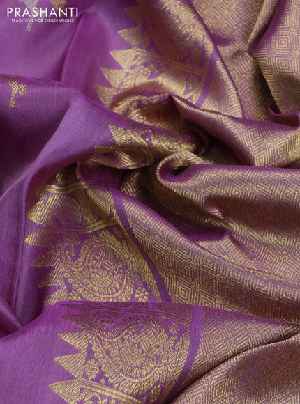 Venkatagiri silk saree lavender with allover zari woven buttas and zari woven muniya butta border