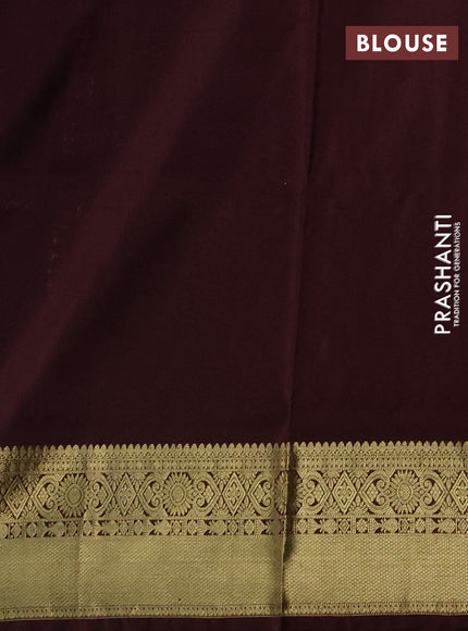 Venkatagiri silk saree green and coffee brown with allover zari checks & buttas and zari woven border