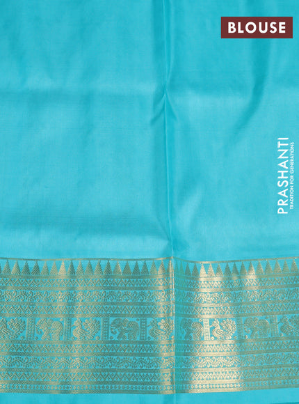 Venkatagiri silk saree rosy brown and teal green with allover silver & zari woven buttas and zari woven border