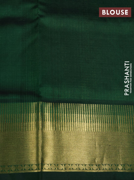 Venkatagiri silk saree bottle green with allover zari checks & buttas and rich zari woven border
