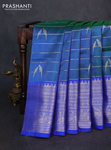 Venkatagiri silk saree dual shade of greenish blue and blue with allover zari weaves & buttas and long zari woven border