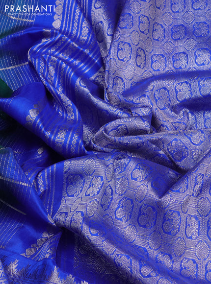 Venkatagiri silk saree dual shade of greenish blue and blue with allover zari weaves & buttas and long zari woven border