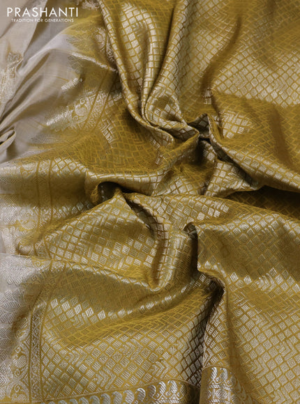 Venkatagiri silk saree elaichi green and mehendi green with allover zari woven buttas and long zari woven border