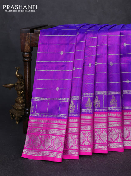Venkatagiri silk saree purple and pink with allover zari weaves & buttas and zari woven border