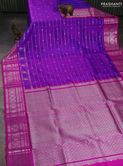 Venkatagiri silk saree purple and pink with allover zari weaves & buttas and zari woven border