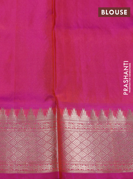 Venkatagiri silk saree orange and pink with allover zari woven buttas and silver zari woven border