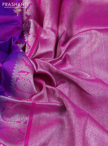 Venkatagiri silk saree purple and pink with allover silver & zari woven buttas and paithani style border