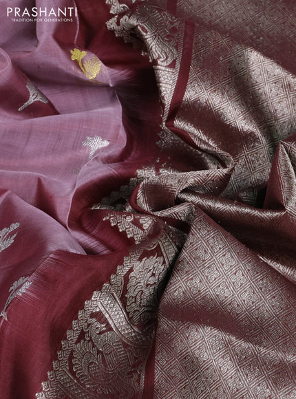 Venkatagiri silk saree pastel brown and coffee brown with allover zari woven buttas and zari woven border