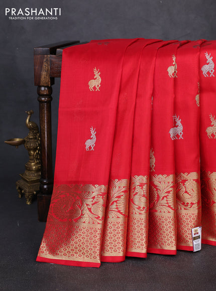 Venkatagiri silk saree red with allover silver & zari woven buttas and zari woven border