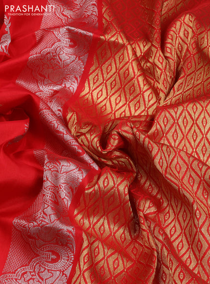 Venkatagiri silk saree red with allover silver & zari woven buttas and zari woven border