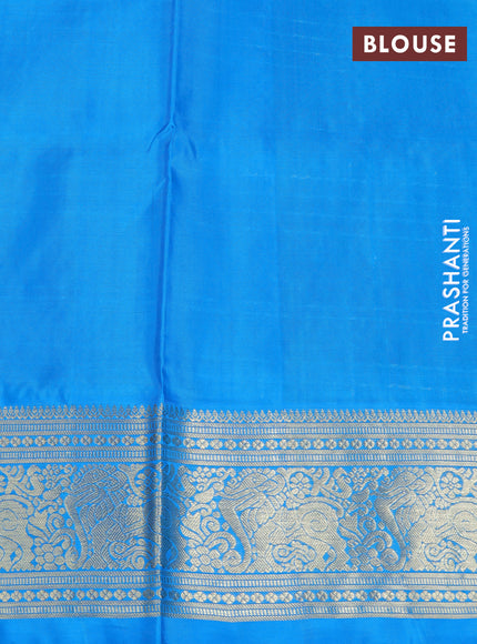 Venkatagiri silk saree dual shade of teal green and cs blue with allover zari checks & buttas and zari woven border