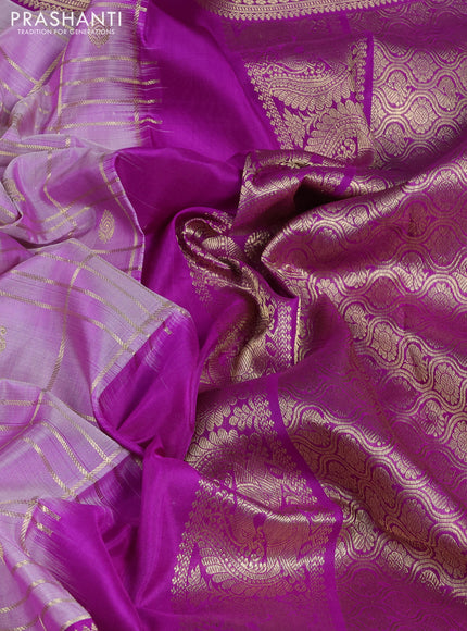 Venkatagiri silk saree lavender and purple with allover zari checks & buttas and zari woven border