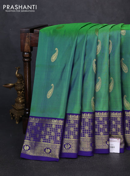 Venkatagiri silk saree dual shade of green  and blue with allover paisley zari woven buttas and zari woven border