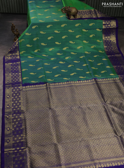 Venkatagiri silk saree dual shade of green  and blue with allover paisley zari woven buttas and zari woven border