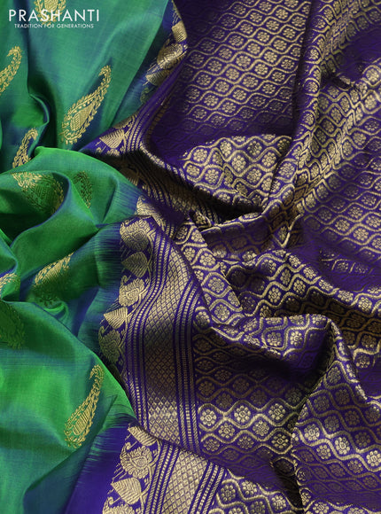 Venkatagiri silk saree dual shade of green  and blue with allover paisley zari woven buttas and zari woven border
