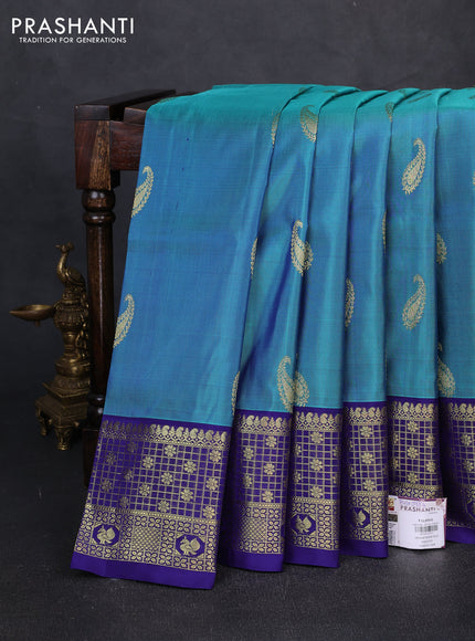 Venkatagiri silk saree dual shade of blue and navy blue with allover paisley zari woven buttas and zari woven border