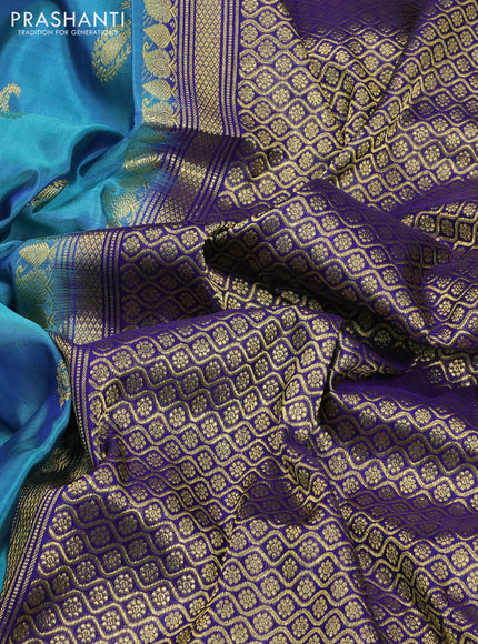 Venkatagiri silk saree dual shade of blue and navy blue with allover paisley zari woven buttas and zari woven border