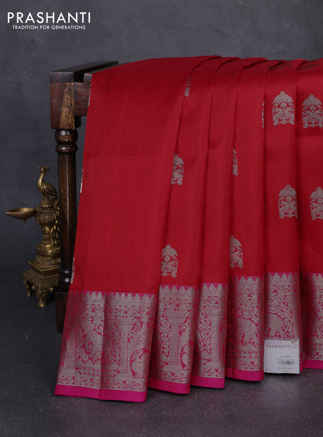 Venkatagiri silk saree red and pink with allover zari woven buttas and zari woven border