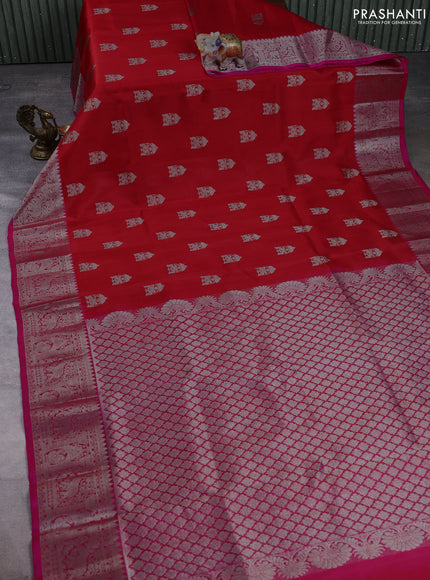 Venkatagiri silk saree red and pink with allover zari woven buttas and zari woven border
