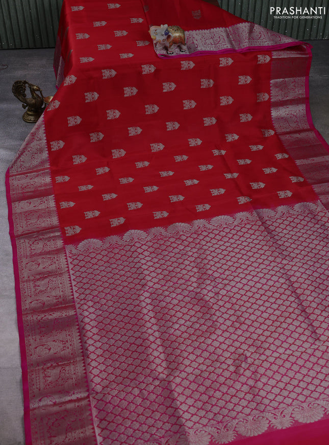 Venkatagiri silk saree red and pink with allover zari woven buttas and zari woven border