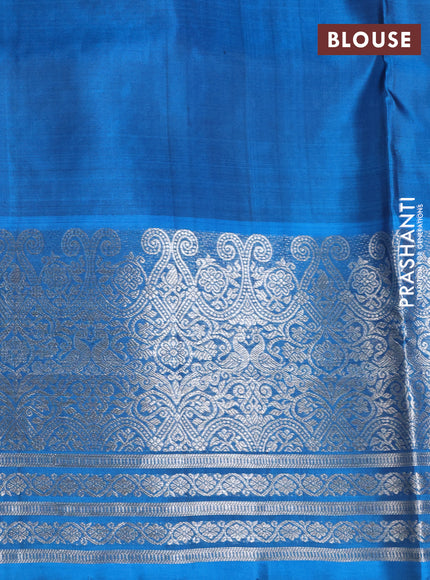 Venkatagiri silk saree purple and blue with allover silver zari checks & buttas and long zari woven border