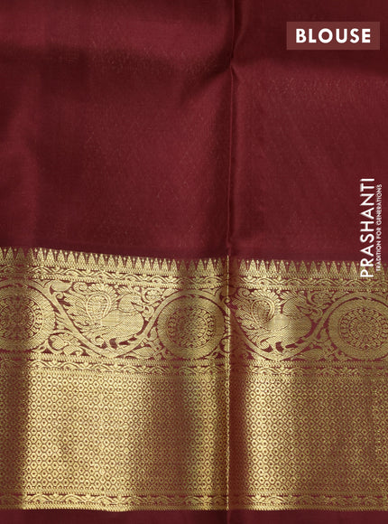 Venkatagiri silk saree mehendi green and coffee brown with allover zari woven buttas and long zari woven border