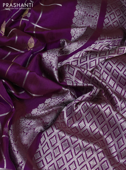 Venkatagiri silk saree purple with allover zari checks & buttas and zari woven border