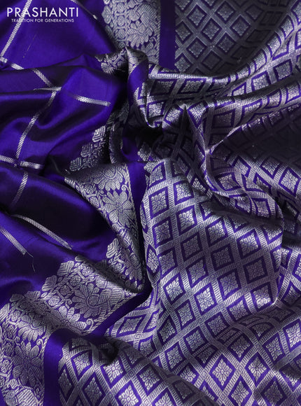 Venkatagiri silk saree blue with allover zari checks & buttas and zari woven border