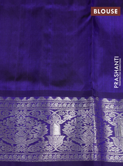 Venkatagiri silk saree blue with allover zari checks & buttas and zari woven border